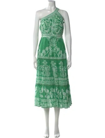 Pre-owned Farm Rio Printed Long Dress In Green
