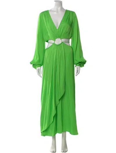 Pre-owned Farm Rio Printed Long Dress In Green