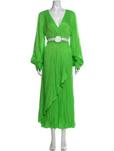 Pre-owned Farm Rio Printed Long Dress In Green