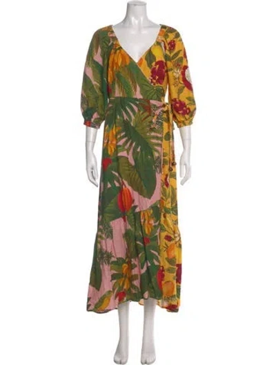 Pre-owned Farm Rio Printed Long Dress In Multi
