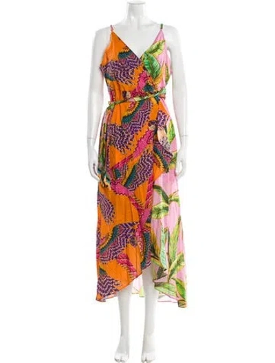 Pre-owned Farm Rio Printed Long Dress In Multi
