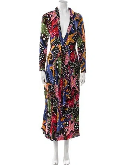 Pre-owned Farm Rio Printed Long Dress In Multi