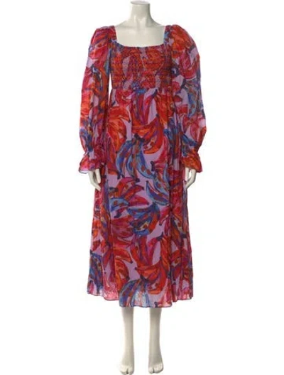 Pre-owned Farm Rio Printed Long Dress In Multi