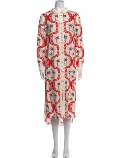 Pre-owned Farm Rio Printed Long Dress In Multi