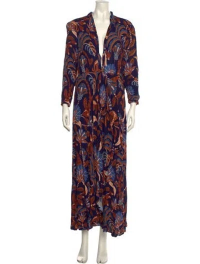 Pre-owned Farm Rio Printed Long Dress In Multi