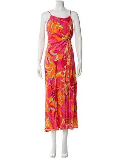 Pre-owned Farm Rio Printed Long Dress In Multi
