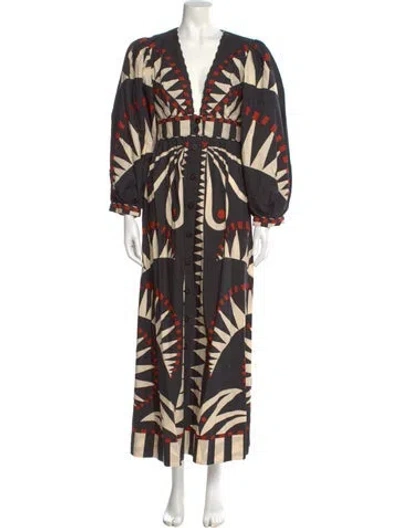 Pre-owned Farm Rio Printed Long Dress In Multi