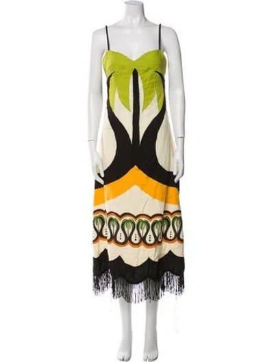 Pre-owned Farm Rio Printed Long Dress In Multi