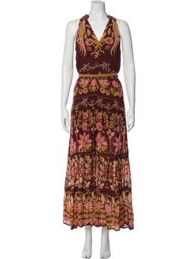 Pre-owned Farm Rio Printed Long Dress In Multi