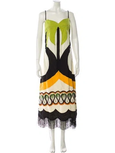 Pre-owned Farm Rio Printed Long Dress In Multi