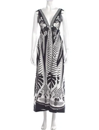 Pre-owned Farm Rio Printed Long Dress In Multi