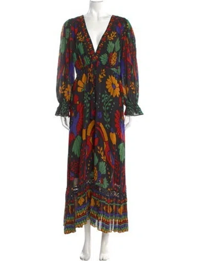 Pre-owned Farm Rio Printed Long Dress In Multi