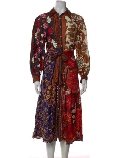 Pre-owned Farm Rio Printed Long Dress In Multi