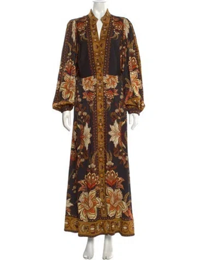 Pre-owned Farm Rio Printed Long Dress In Multi