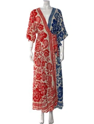 Pre-owned Farm Rio Printed Long Dress In Multi