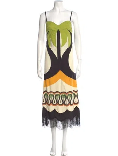 Pre-owned Farm Rio Printed Long Dress In Multi