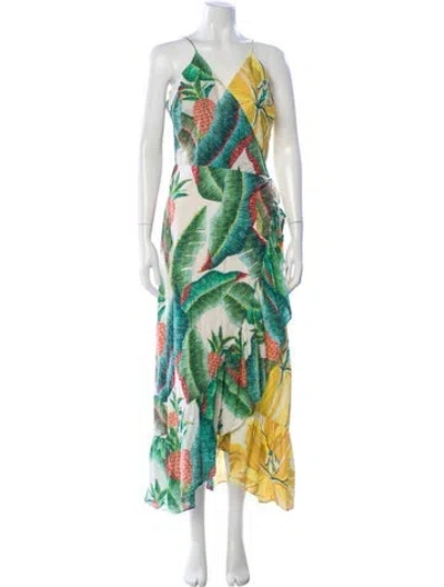 Pre-owned Farm Rio Printed Long Dress In Multi