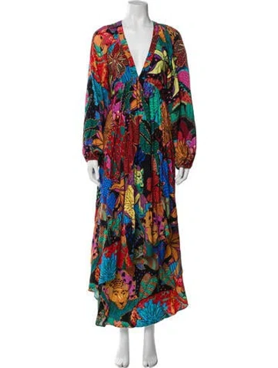 Pre-owned Farm Rio Printed Long Dress In Multi