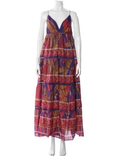 Pre-owned Farm Rio Printed Long Dress In Multi