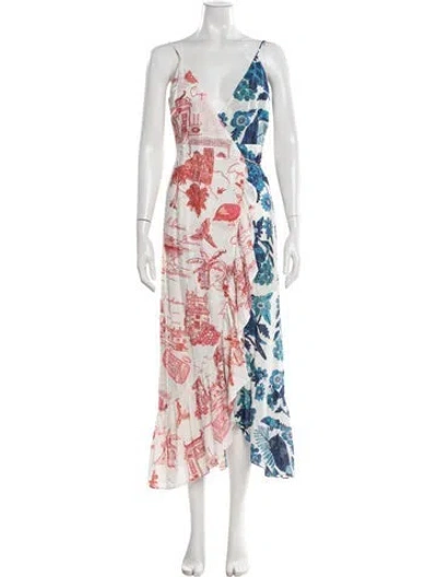 Pre-owned Farm Rio Printed Long Dress In Multi