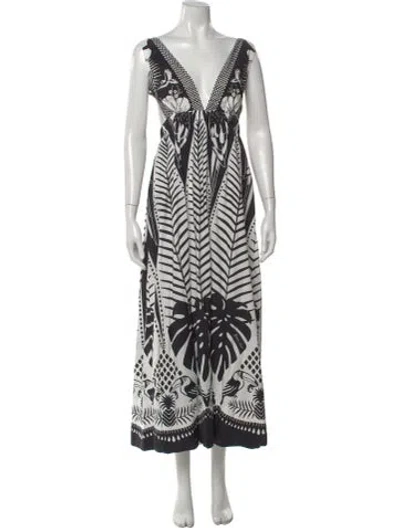 Pre-owned Farm Rio Printed Long Dress In Multi