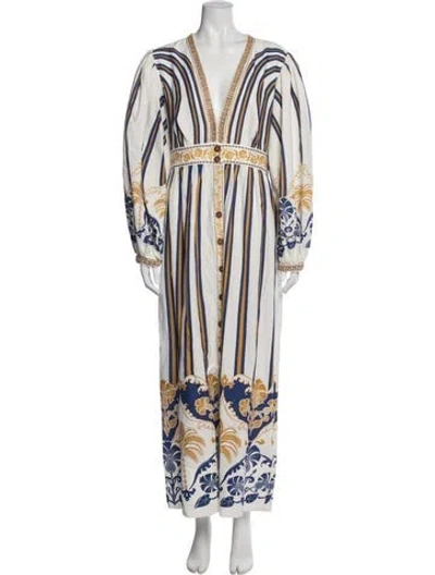 Pre-owned Farm Rio Printed Long Dress In Multi
