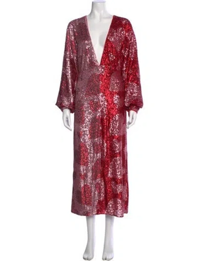 Pre-owned Farm Rio Printed Long Dress In Multi