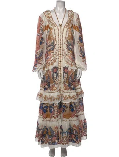 Pre-owned Farm Rio Printed Long Dress In Multi