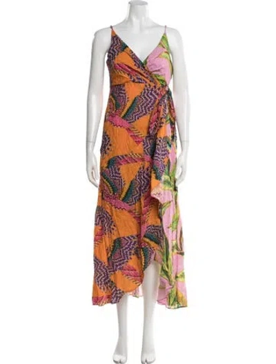 Pre-owned Farm Rio Printed Long Dress In Multi