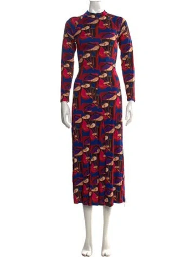 Pre-owned Farm Rio Printed Long Dress In Multi