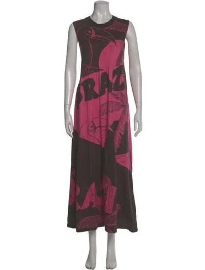 Pre-owned Farm Rio Printed Long Dress In Multi
