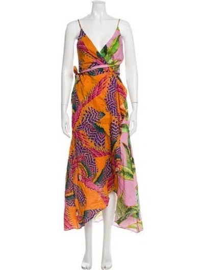 Pre-owned Farm Rio Printed Long Dress In Multi
