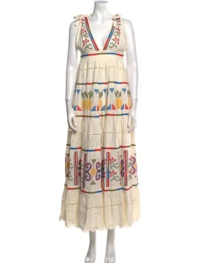 Pre-owned Farm Rio Printed Long Dress In Neutral