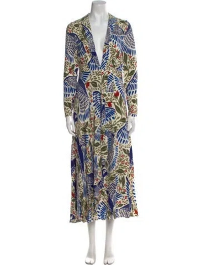 Pre-owned Farm Rio Printed Long Dress In Neutral