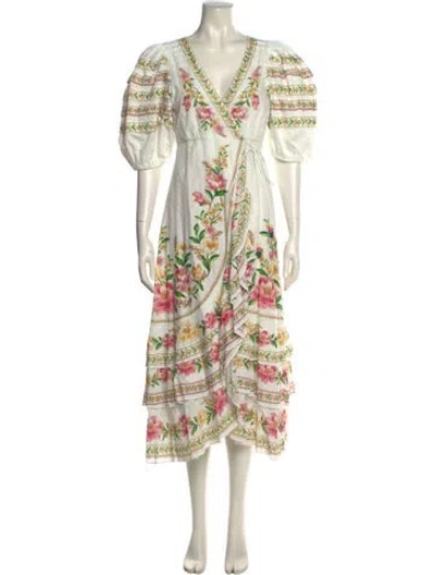 Pre-owned Farm Rio Printed Long Dress In Neutral