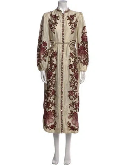 Pre-owned Farm Rio Printed Long Dress In Neutral