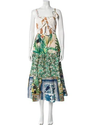 Pre-owned Farm Rio Printed Long Dress In Neutral