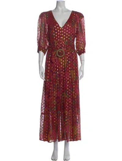 Pre-owned Farm Rio Printed Long Dress In Neutral