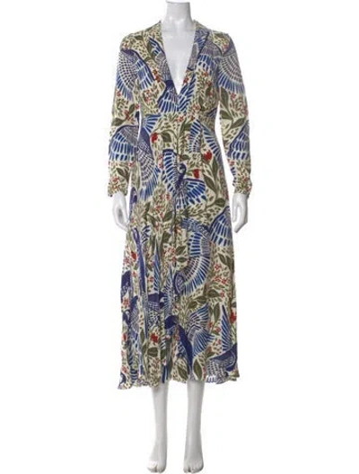 Pre-owned Farm Rio Printed Long Dress In Neutral