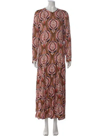 Pre-owned Farm Rio Printed Long Dress In Neutral