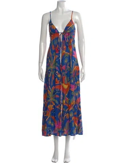Pre-owned Farm Rio Printed Long Dress In Neutral