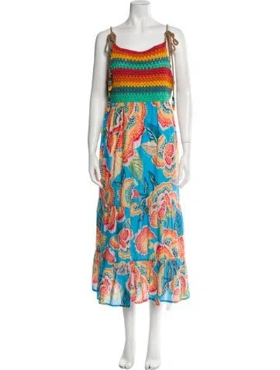Pre-owned Farm Rio Printed Long Dress In Orange