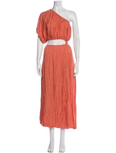 Pre-owned Farm Rio Printed Long Dress In Orange
