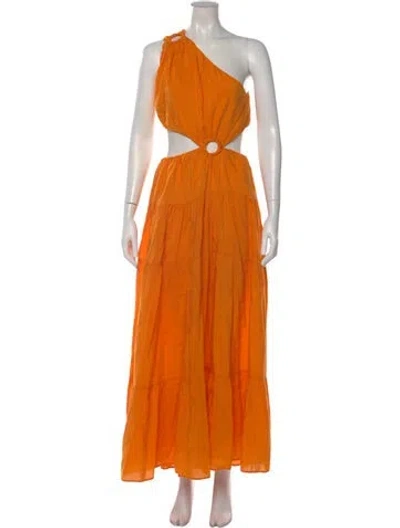 Pre-owned Farm Rio Printed Long Dress In Orange