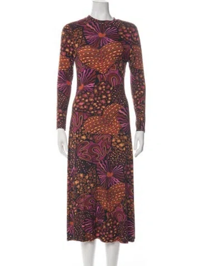 Pre-owned Farm Rio Printed Long Dress In Orange