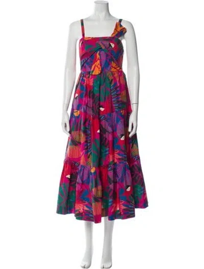 Pre-owned Farm Rio Printed Long Dress In Pink