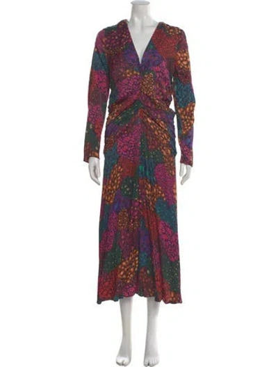 Pre-owned Farm Rio Printed Long Dress In Pink