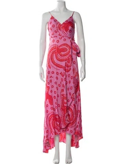 Pre-owned Farm Rio Printed Long Dress In Pink