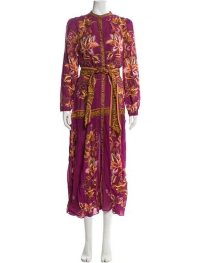 Pre-owned Farm Rio Printed Long Dress In Purple