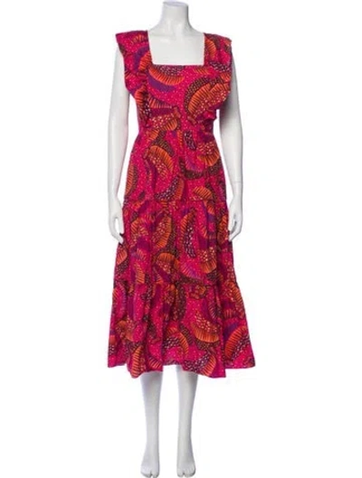 Pre-owned Farm Rio Printed Long Dress In Purple